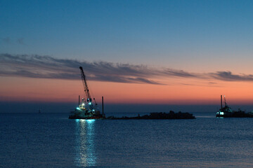Fototapeta premium barge for work at sea 