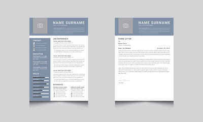 Resume Template CV Professional or Jobs Resumes and Cover Letter Page Set