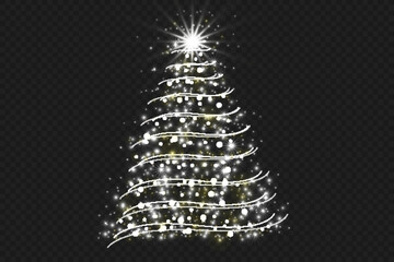 Shining Christmas tree.Decoration.Holiday.Light.Great day.Starburst.Christmas happiness
