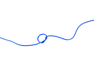 Blue wire cable of usb and adapter isolated on white background.Selection focus.