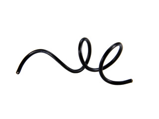 black wire cable of usb and adapter isolated on white background.Selection focus.