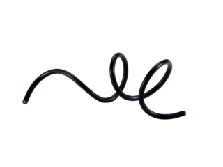 black wire cable of usb and adapter isolated on white background.Selection focus.