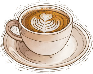 Cup of cappuccino coffee illustration