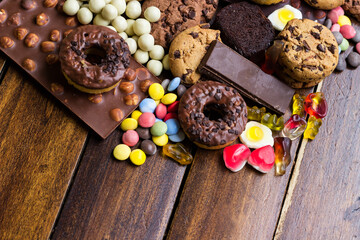 Colorful candies and sweets background