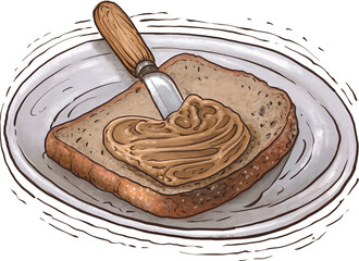 Slice of bread with butter illustrartion