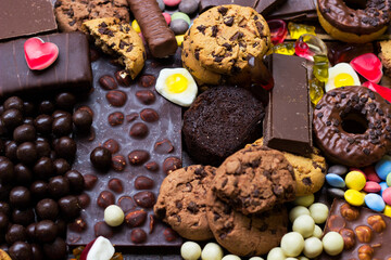 Colorful candies and sweets background