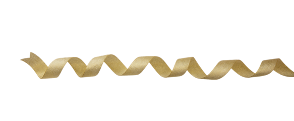 Gold ribbon isolated transparent background, PNG, banner. Christmas decoration, gifts.
