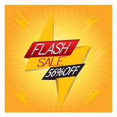 Illustration,Flash sale poster, Sale banner design template with editable text effect, 56 percent off