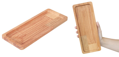 Small wooden plate for snacks. Isolated from the background