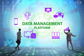 Businessman in data management concept