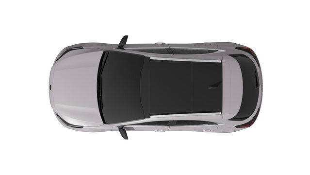 grey KIA Xceed top view, 3d rendering of PNG transparent car