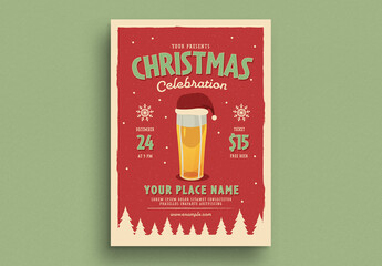 Retro Christmas Beer Party Flyer