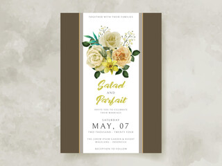 wedding invitation card with yellow flowers illustration