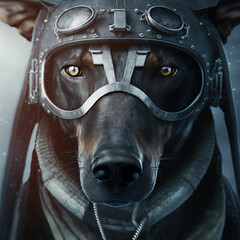 Fototapeta premium tête de chien masque à gaz