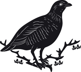 bird design with branches handmade vector 