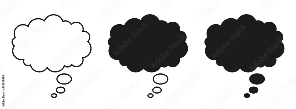 Poster set empty speech bubble, chat sign, thought - stock vector