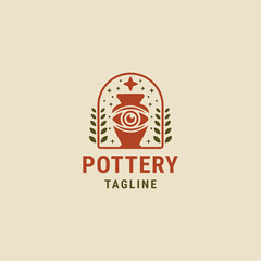 Mystic pottery eye logo design template flat vector 