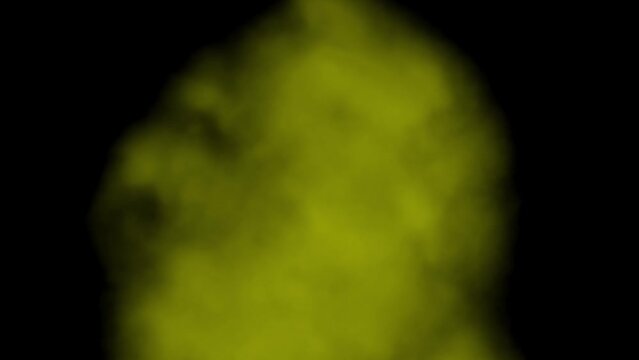 黒背景に黄色の煙のグラフィック背景素材　4K