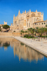 Catedral-Basilica de Santa Maria de Mallorca in Palma, Balearic Islands, Spain. Sunny Day.