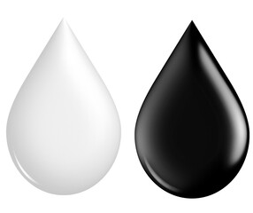 drop of black and white water on transparent background - 543888463