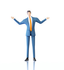 Successful businessman with uncertain 3D rendering illustration
