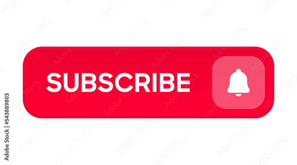 Aufkleber Subscribe button Bell, notification icon button and hand cursor click. Red button subscribe to channel social media, marketing, blog. Vector illustration for website, mobile app, UI UX. EPS 10