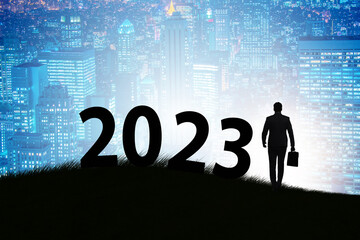 Concept of new year of 2023 with business people