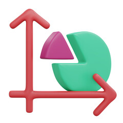 3d render of set of math icon pie chart and graph cartoon style