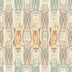 Fototapeta na wymiar Hand drawn linear seamless pattern. Outline waves tile endless wallpaper. Vintage line ornament.