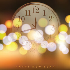 Obraz na płótnie Canvas 2023 Happy New Year and Merry Christmas card with golden watch. Vector