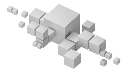 White cubes, 3d render