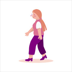 the gesture of a woman walking.