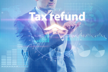 Businessman in tax refund concept