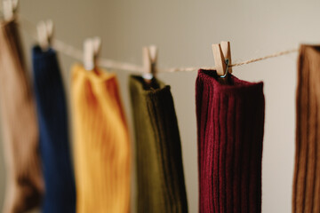 warm winter wool socks are colorful