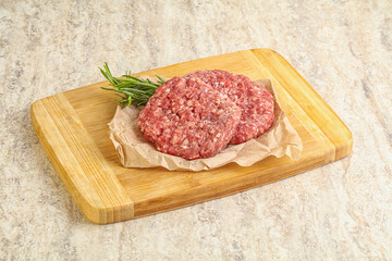 Raw beef burger cutlet for grill