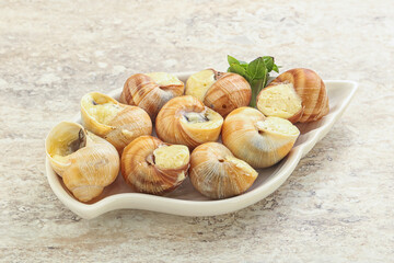 Delicous baked snail with butter - Escargot