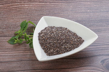 Dietary chia seeds in the bowl