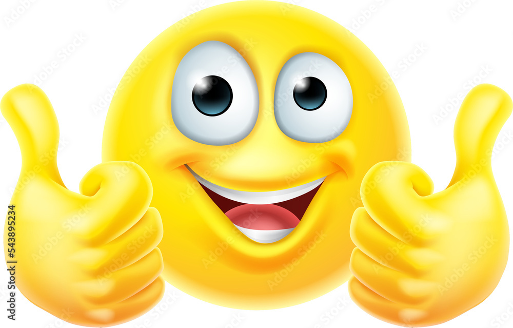 Canvas Prints Thumbs Up Emoticon Emoji Face Cartoon Icon