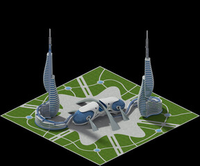Futuristic Architecture for 3D Dimetric Games