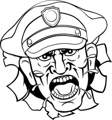 Obraz premium Angry Policeman Police Officer Cartoon
