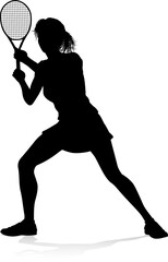 Tennis Silhouette Sport Player Woman