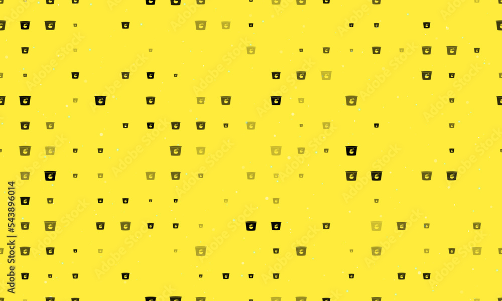 Poster seamless background pattern of evenly spaced black instant noodles symbols of different sizes and op
