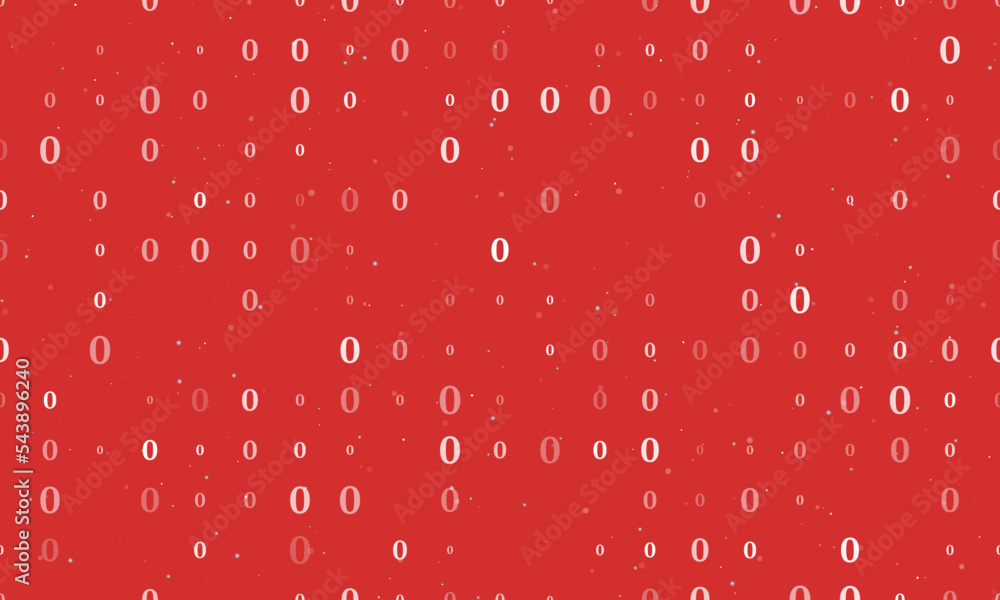 Poster seamless background pattern of evenly spaced white number zero symbols of different sizes and opacit