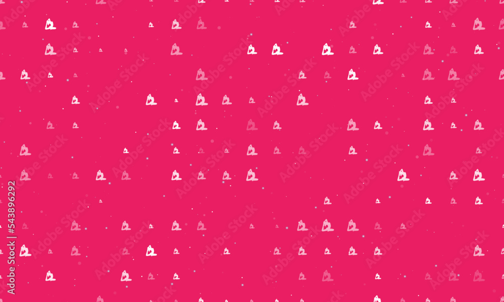 Poster seamless background pattern of evenly spaced white yoga stretching pose symbols of different sizes a