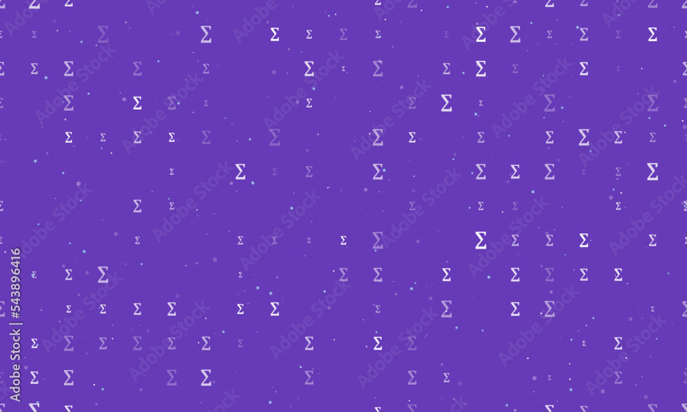 Poster seamless background pattern of evenly spaced white sigma symbols of different sizes and opacity. vec