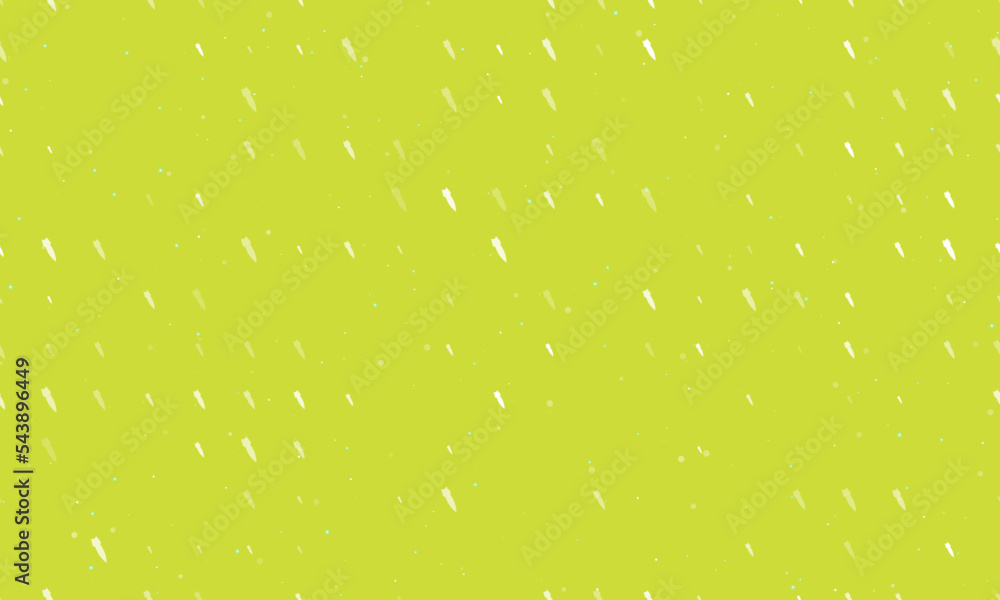 Poster seamless background pattern of evenly spaced white falling rocket symbols of different sizes and opa
