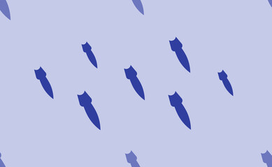 Seamless pattern of large isolated blue falling rocket symbols. The pattern is divided by a line of elements of lighter tones. Vector illustration on light blue background