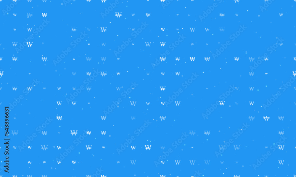 Aufkleber seamless background pattern of evenly spaced white korean won signs of different sizes and opacity. 