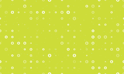 Seamless background pattern of evenly spaced white stop hand symbols of different sizes and opacity. Vector illustration on lime background with stars