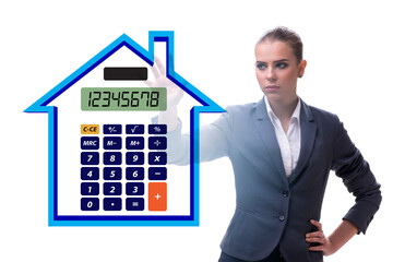 Concept of mortgage loan with calculator